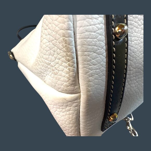 Dooney & Bourke Textured Leather Satchel White Handbag Top Handle Crossbody READ - Picture 13 of 15